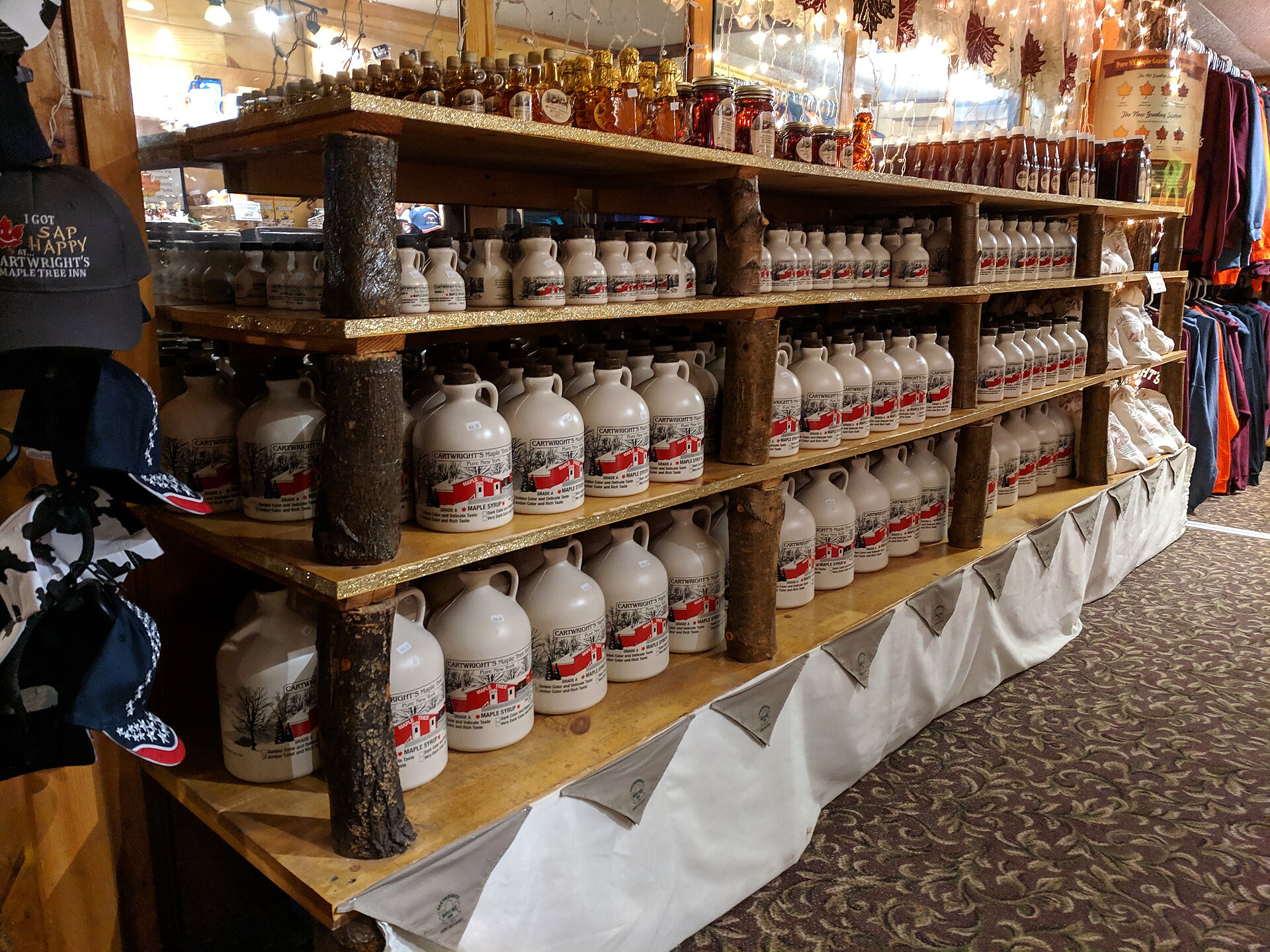 farm shop maple syrup shelves