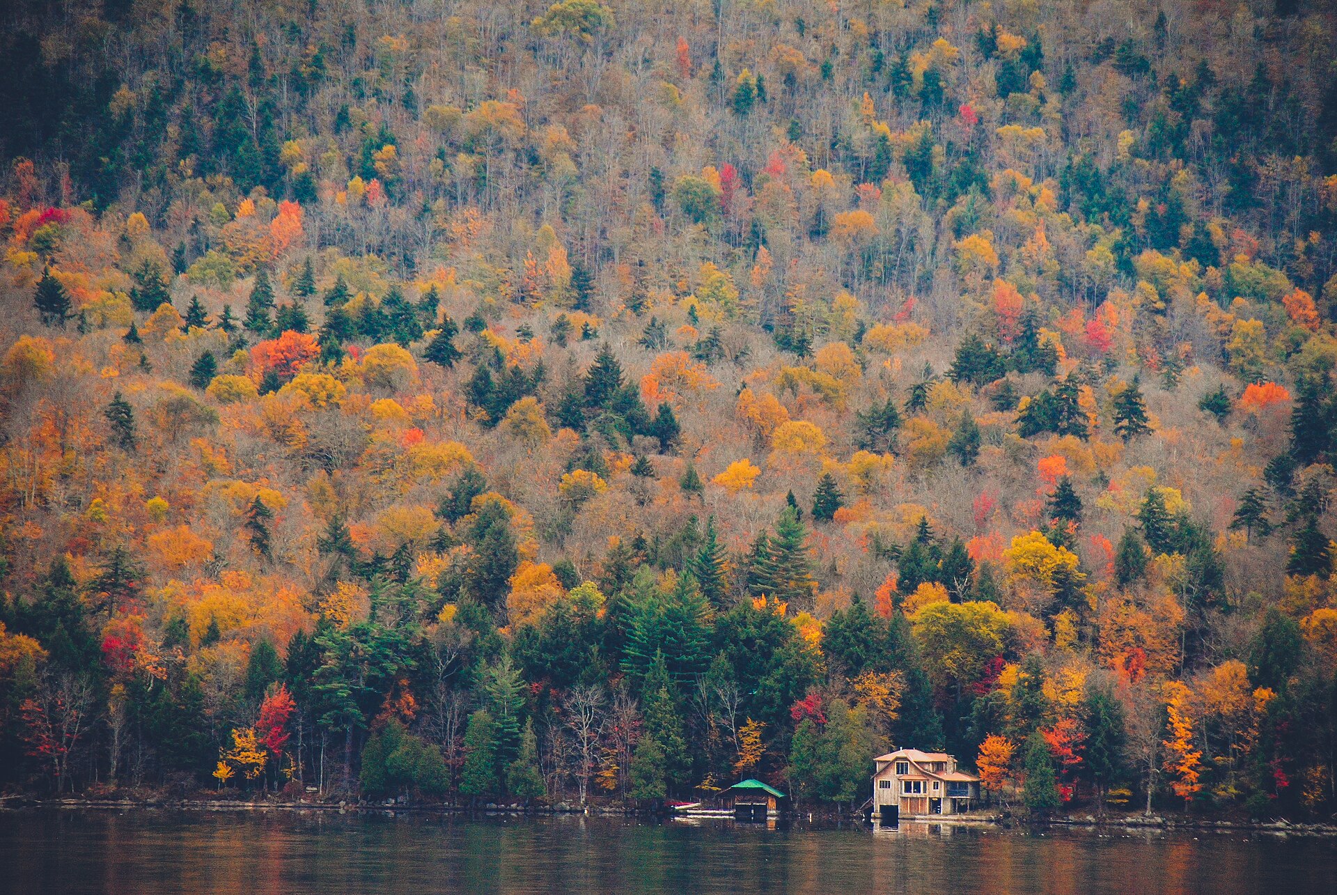 Adirondack mountains lake autumn