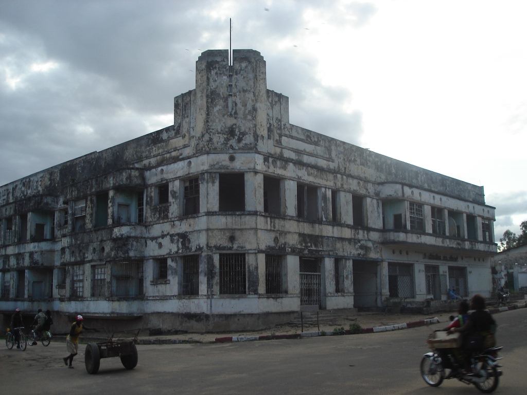 ruined concrete hotel forest