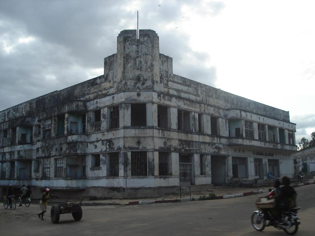 ruined concrete hotel forest