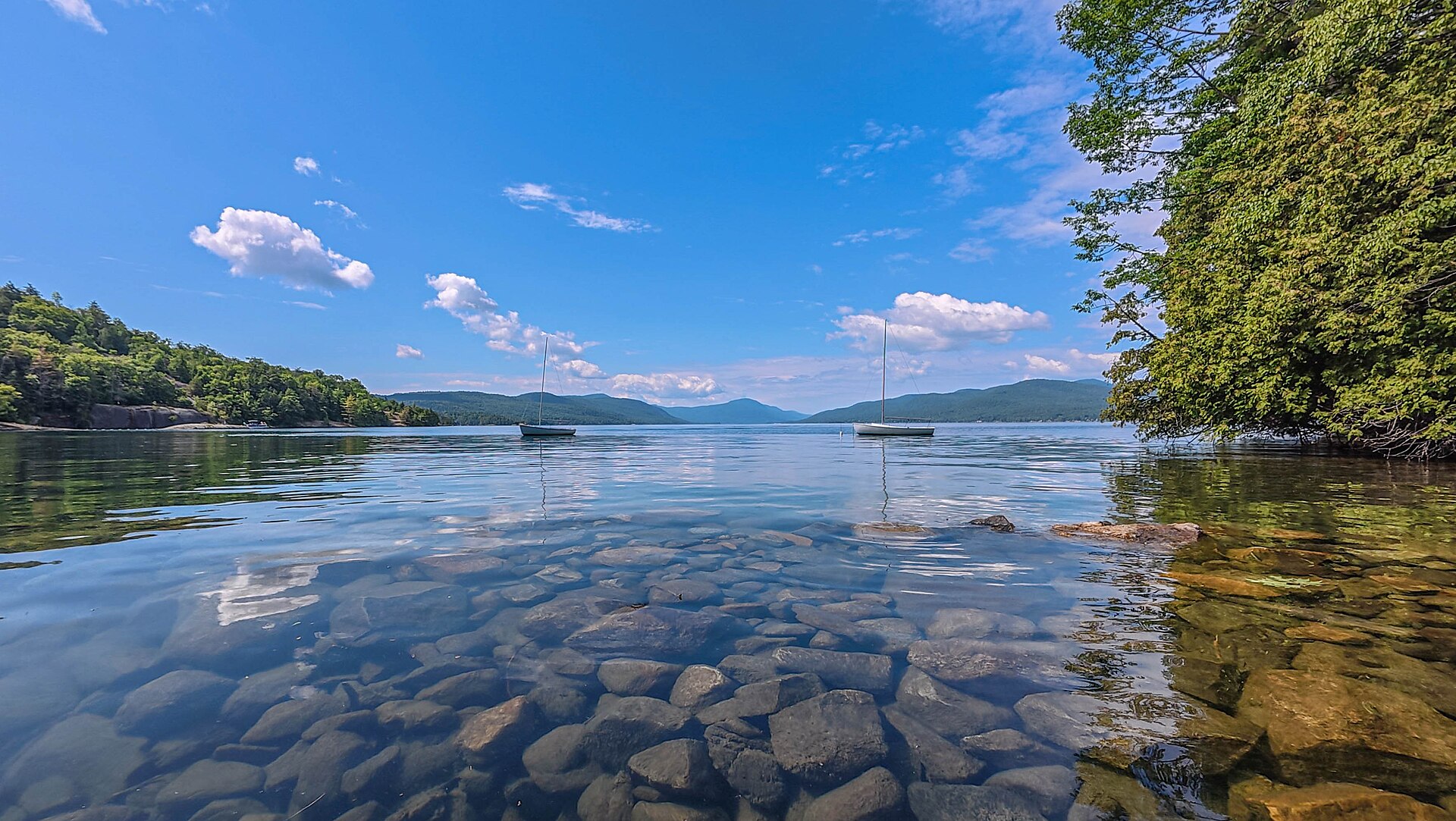 Adirondack mountains lake view